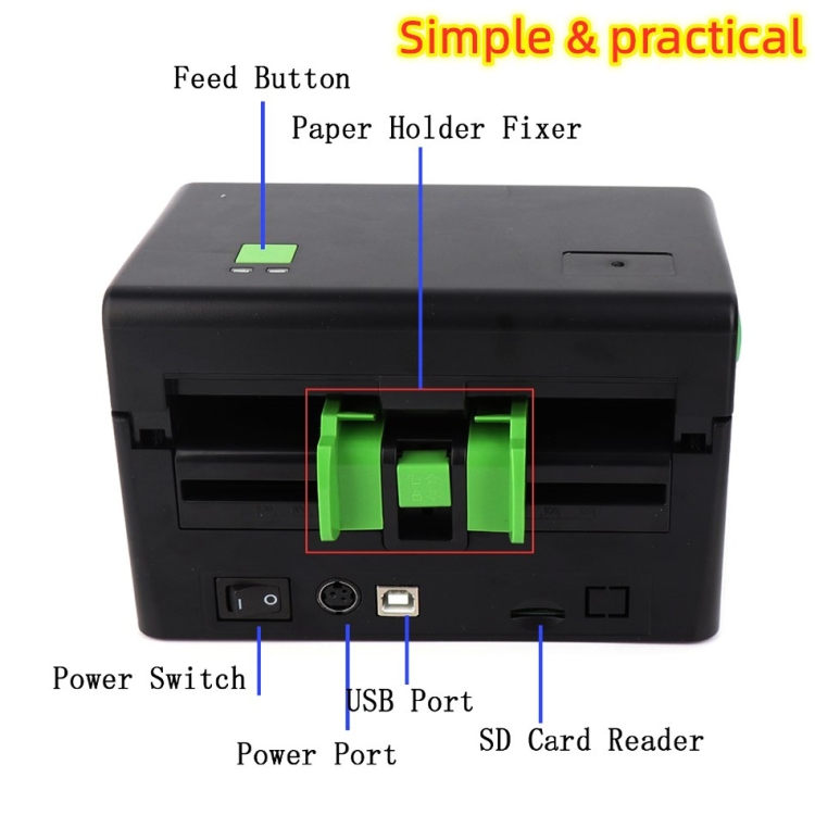 Xprinter XP-108B 4 pulgadas 108 mm Impresora de etiquetas Impresora de código de barras térmicas, modelo: USB - B5