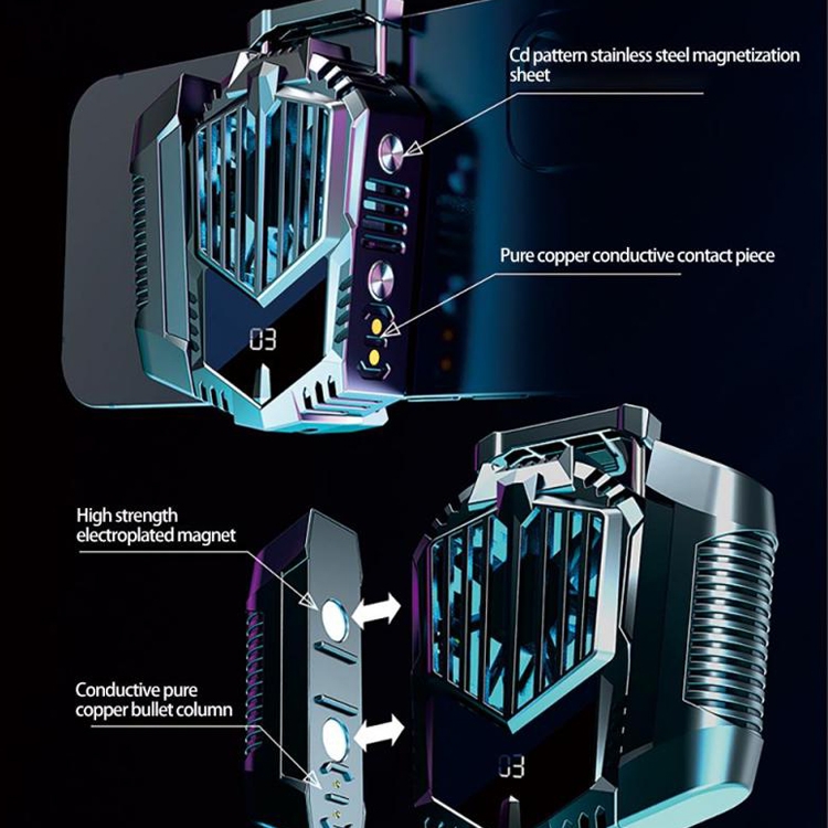 X3A Intelligent Digital Display Temperature Control Magnetic Dual Battery Mobile Phone Radiator Game Cooling Handle With RGB Breathing Light, Battery Capacity: 500mAh x 2 X3A Intelligent Digital Display Temperature Control Magnetic Dual Battery Mobile Phone Radiator Game Cooling Handle With RGB Breathing Light, Battery Capacity: 500mAh x 2