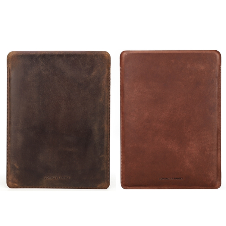 CONTACTS FAMILY CF2031 Vertical Crazy Horse Leather Laptop Linner Bag For MacBook Pro 15.4 inch(Brown) CONTACTS FAMILY CF2031 Vertical Crazy Horse Leather Laptop Linner Bag For MacBook Pro 15.4 inch(Brown)