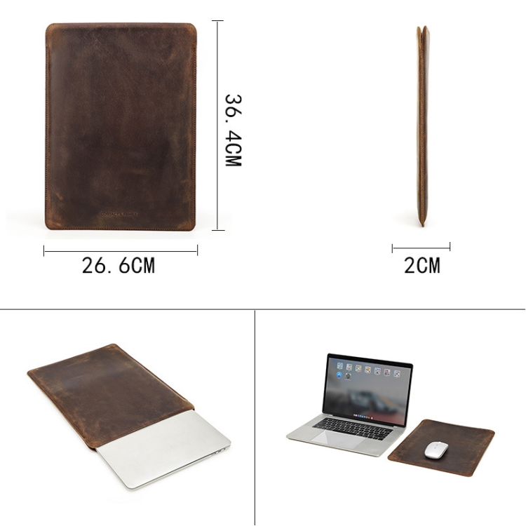 CONTACTS FAMILY CF2031 Vertical Crazy Horse Leather Laptop Linner Bag For MacBook Pro 15.4 inch(Brown) CONTACTS FAMILY CF2031 Vertical Crazy Horse Leather Laptop Linner Bag For MacBook Pro 15.4 inch(Brown)