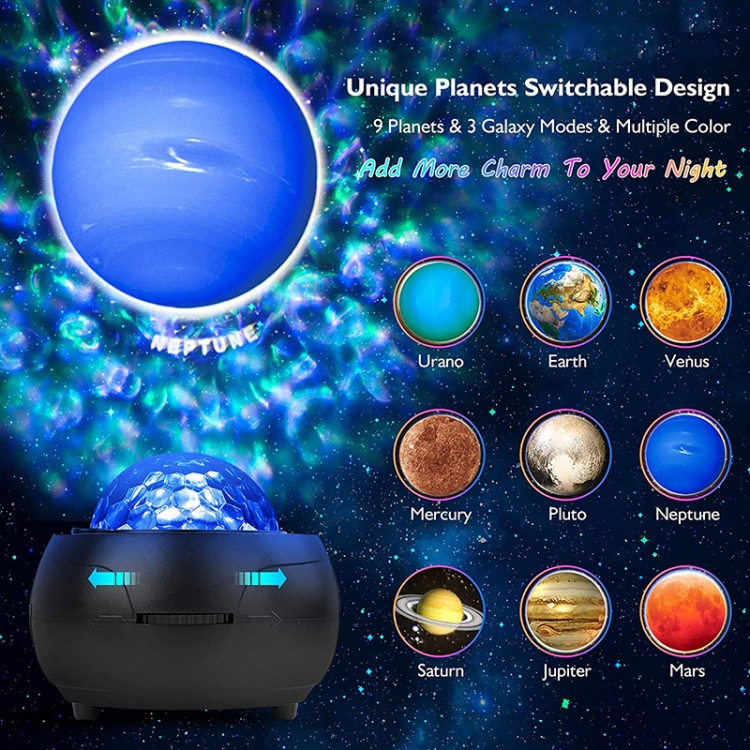 10 Planet Led Galaxy Sternenhimmel Projektor Licht Bluetooth Lautsprecher  Magisches rotierendes Nachtlicht