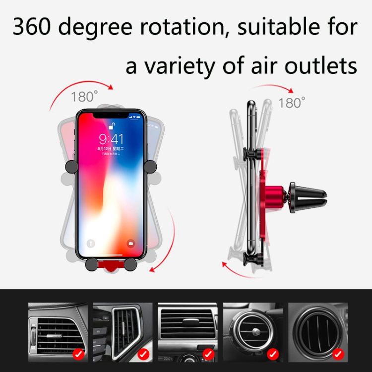 OATSBASF Car Air Outlet Gravity Mobile Phone Holder Snap-On Metal Bracket(Silver) OATSBASF Car Air Outlet Gravity Mobile Phone Holder Snap-On Metal Bracket(Silver)