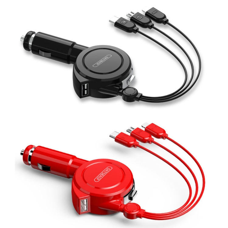 Oatsbasf 3 in 1 Multifunctional Car Charger Data Cable, Colour: 1M(Red) Oatsbasf 3 in 1 Multifunctional Car Charger Data Cable, Colour: 1M(Red)