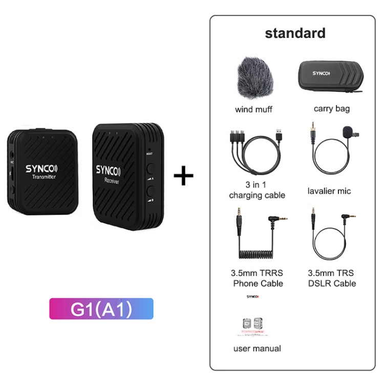 SYNCO G1 Microfono Lavalier Wireless 2.4GHz – Per Smartphone, Reflex E Videocamere, Audio Professionale Ovunque!