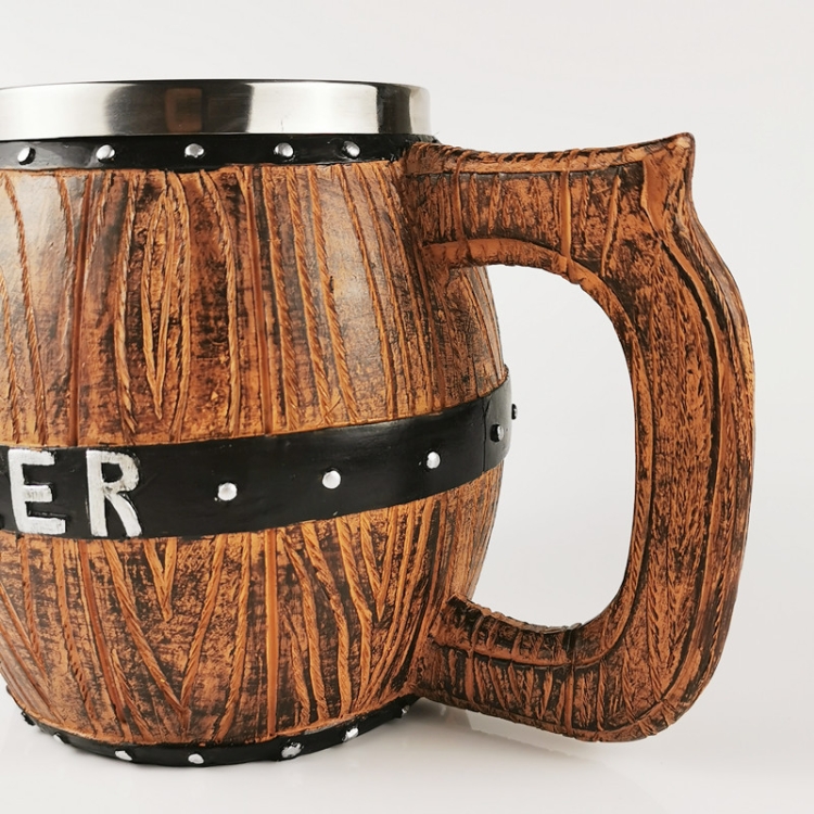 550ml Stainless Steel Wooden Barrel Beer Mug Large Capacity Wine Barrel