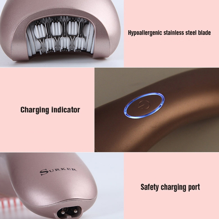 Suker SK-517 Agua eléctrica Eluyendo Dispositivo de depilación Mujeres Doble Cabello Cabello multifuncional Epilador de afeitadora de dos en uno (rosa) - B5