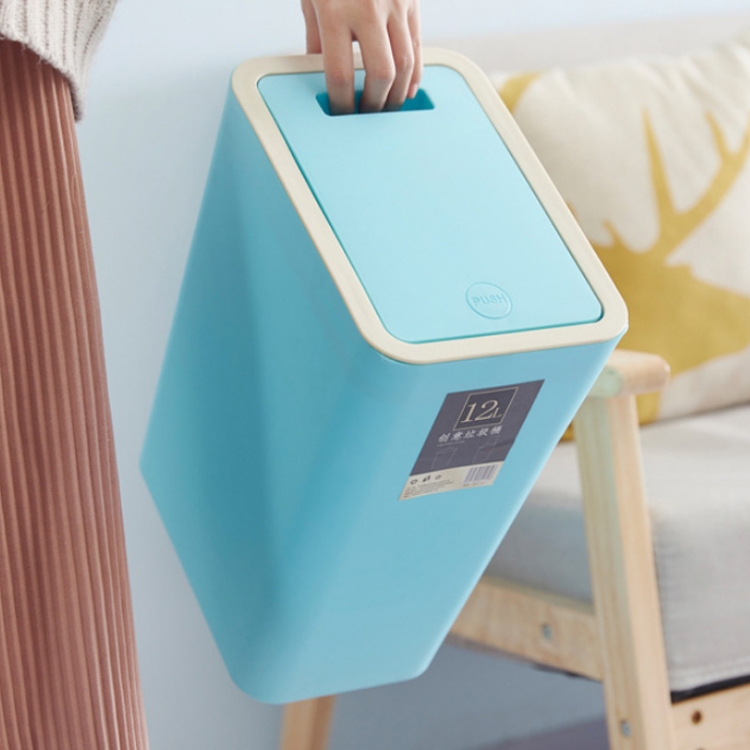 Haushalts-Mini-Desktop-Mülleimer bedeckt Schmutzablage  Reinigungszylinderbox, Stil: Flip Lip (Blau)