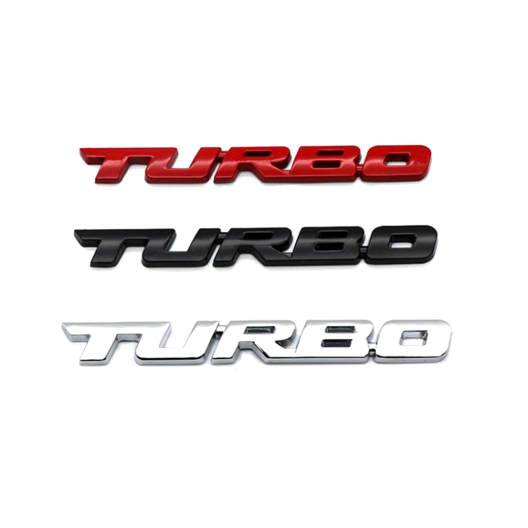 8 PCS Car Alloy Modified Turbocharged TURBO Metal Car Sticker Sports Body  Sticker Car Tail Label Side Decoration Sticker, Model: Small 10 X  1cm(Silver)