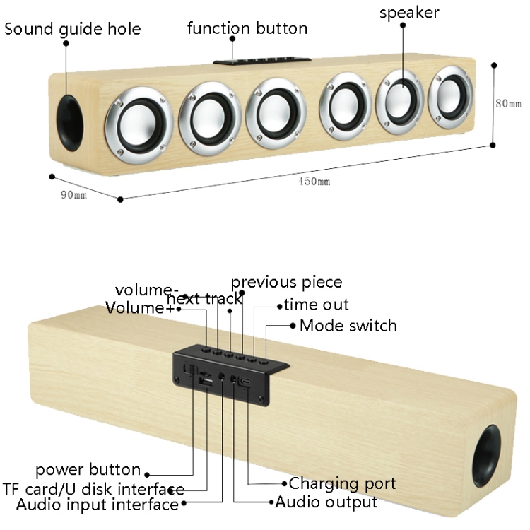 M1 Bluetooth Speaker Alarm Clock Wooden Wireless Desktop Loudspeaker(Yellow) M1 Bluetooth Speaker Alarm Clock Wooden Wireless Desktop Loudspeaker(Yellow)