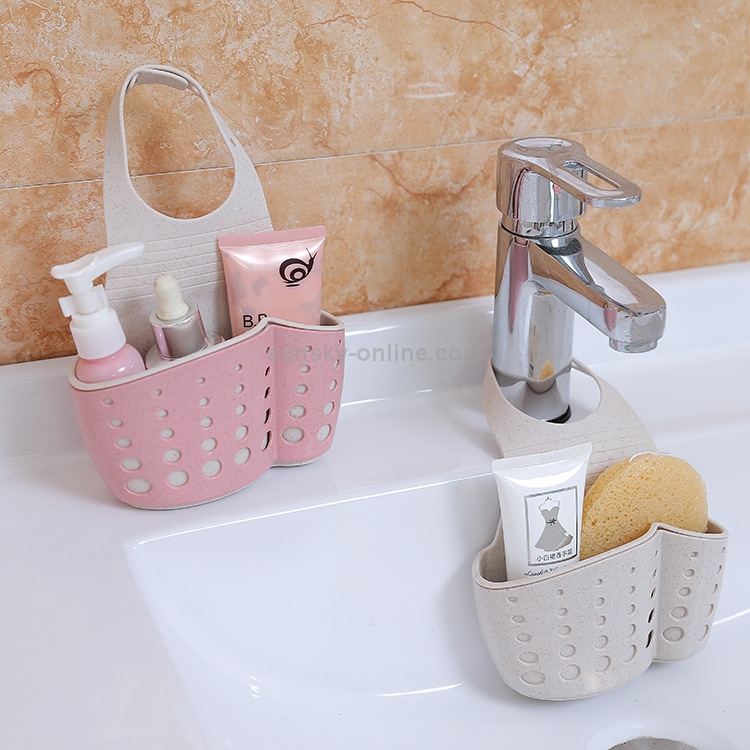 Kitchen Sponge Drain Holder Wheat Fiber Storage Rack Basket Wash Cloth  Toilet Soap Shelf Organizer(Pink)