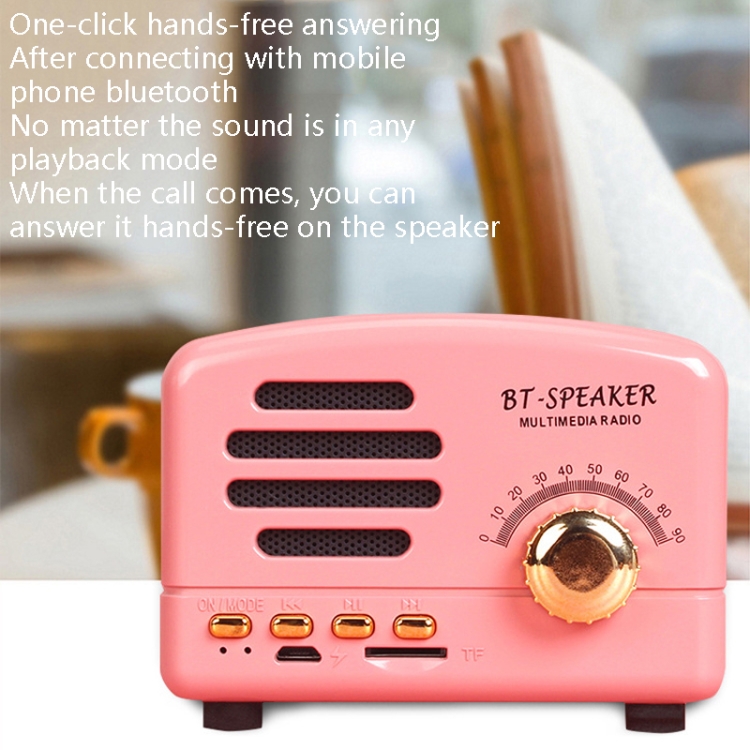 BT01 Retro Bluetooth Wireless Mini Speaker Portable Radio Support TF Card(Red) BT01 Retro Bluetooth Wireless Mini Speaker Portable Radio Support TF Card(Red)