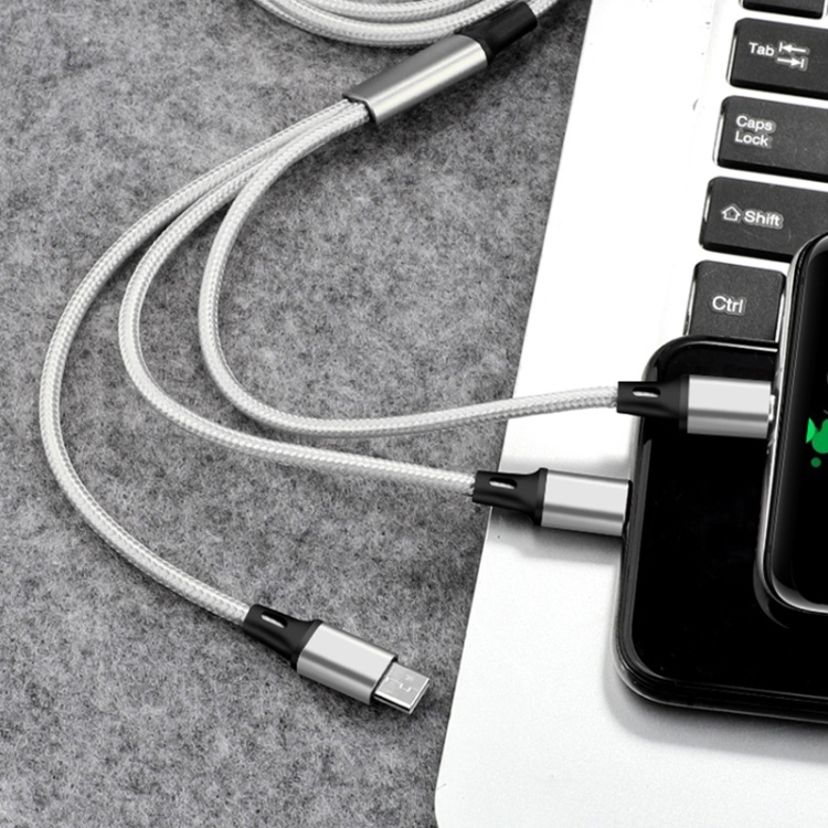 2 PCS ZZ034 USB To 8 Pin + USB-C / Type-C + Micro USB 3 In 1 Fast Charging Cable, Style: 5A Super Fast-Red 2 PCS ZZ034 USB To 8 Pin + USB-C / Type-C + Micro USB 3 In 1 Fast Charging Cable, Style: 5A Super Fast-Red
