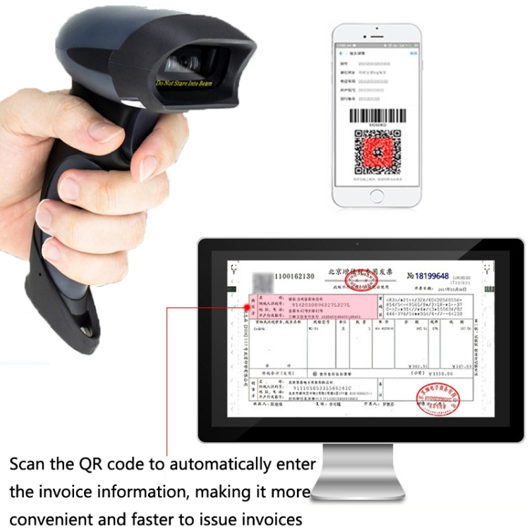 Netum Supermarket Express Barcode Código QR Escáner, Especificación: Inalámbrico - B3