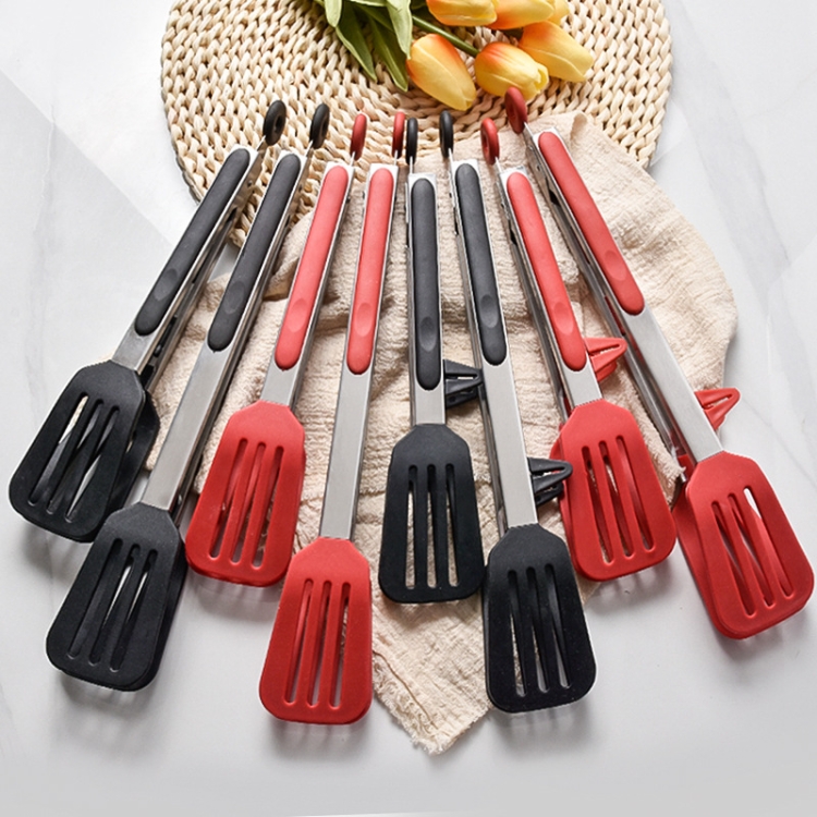 Stainless Steel Silicone Food Spatula Food Clip Barbecue Steak Clip  Barbecue Baking Tool, Size: 12 Inch (Random Color Delivery)
