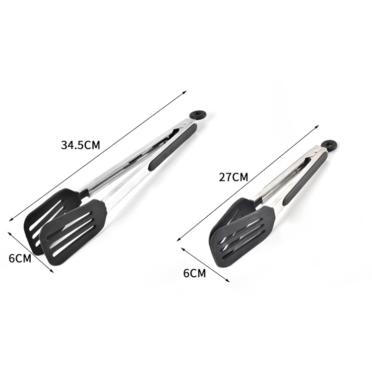 Stainless Steel Silicone Food Spatula Food Clip Barbecue Steak Clip  Barbecue Baking Tool, Size: 12 Inch (Random Color Delivery)