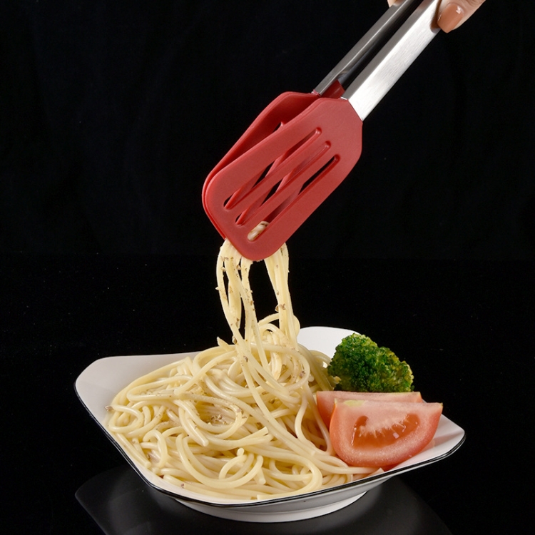 Stainless Steel Silicone Food Spatula Food Clip Barbecue Steak Clip  Barbecue Baking Tool, Size: 12 Inch (Random Color Delivery)