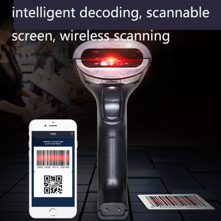 NETUM H3 Scanner de código de barras inalámbrico Luz roja Scanner del cajero del supermercado con el cargador, la especificación: unidimensional - B1