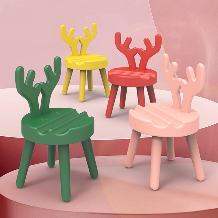 Cartoon Chair Shape Desktop Mobile Phone Holder Cute Mini Universal Phone Rack, Style: Deer(Pink)