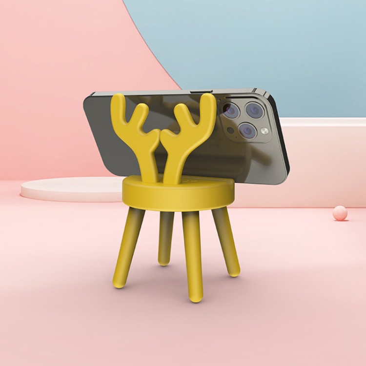 Cartoon Chair Shape Desktop Mobile Phone Holder Cute Mini Universal Phone Rack, Style: Deer(Pink)