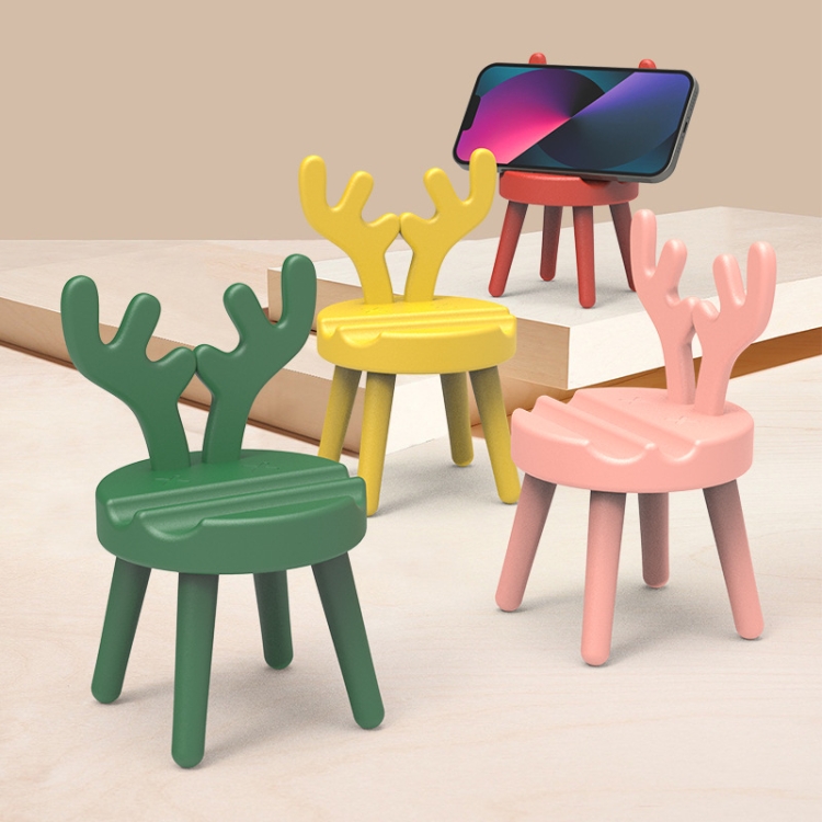 Cartoon Chair Shape Desktop Mobile Phone Holder Cute Mini Universal Phone Rack, Style: Deer(Pink)