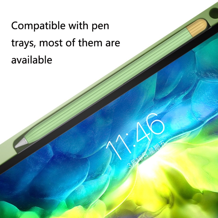 2 Conjuntos 5 en 1 tapa protectora de silicona de 1 en 1 + tapa de bolígrafo de dos colores + 2 casos de nib para lápiz Apple 2 (Matcha Green) - B5