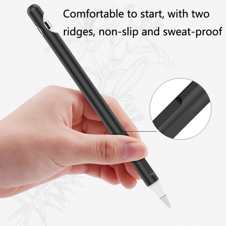 2 Conjuntos 4 en 1 Tapa protectora de silicona de 1 en 1 + Cuerda anti-perdida + Doble Pen Nip Funda Juego para lápiz de manzana 1 (tinta negra) - B2