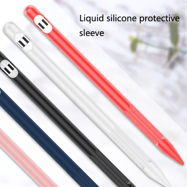 2 Conjuntos 4 en 1 Tapa protectora de silicona de 1 en 1 + Cuerda anti-perdida + Doble Pen Nip Funda Juego para lápiz de manzana 1 (tinta negra) - B3
