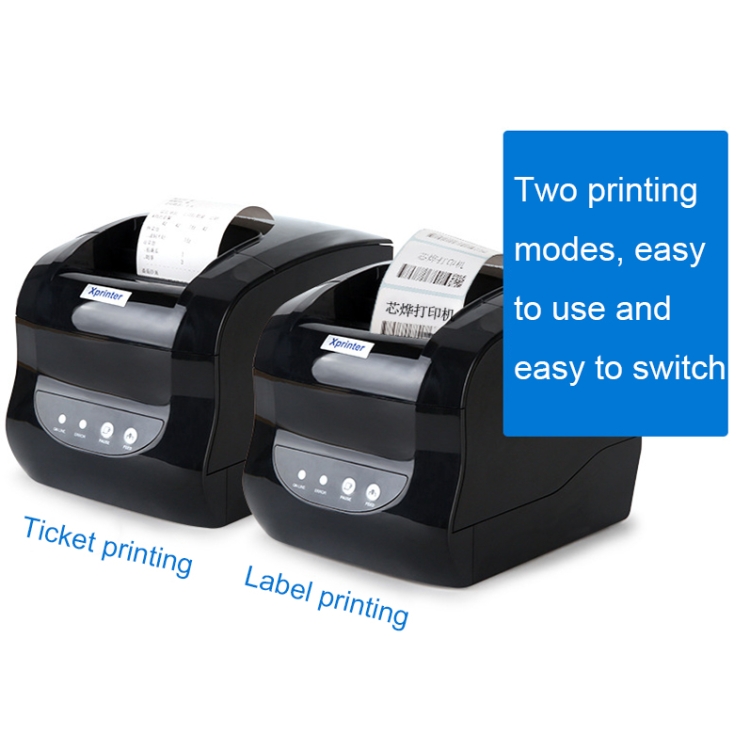 Impresora de etiquetas térmicas Xprinter XP-365B de 80 mm, impresora de etiquetas de ropa, enchufe: enchufe del Reino Unido (versión Bluetooth) - B2