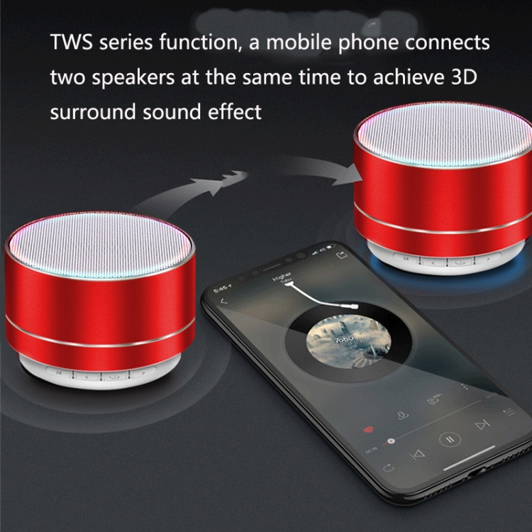 A10 TWS Wireless Bluetooth Mini Portable Speaker, Support TF Card & U Disk & LED(Silver Gray) A10 TWS Wireless Bluetooth Mini Portable Speaker, Support TF Card & U Disk & LED(Silver Gray)