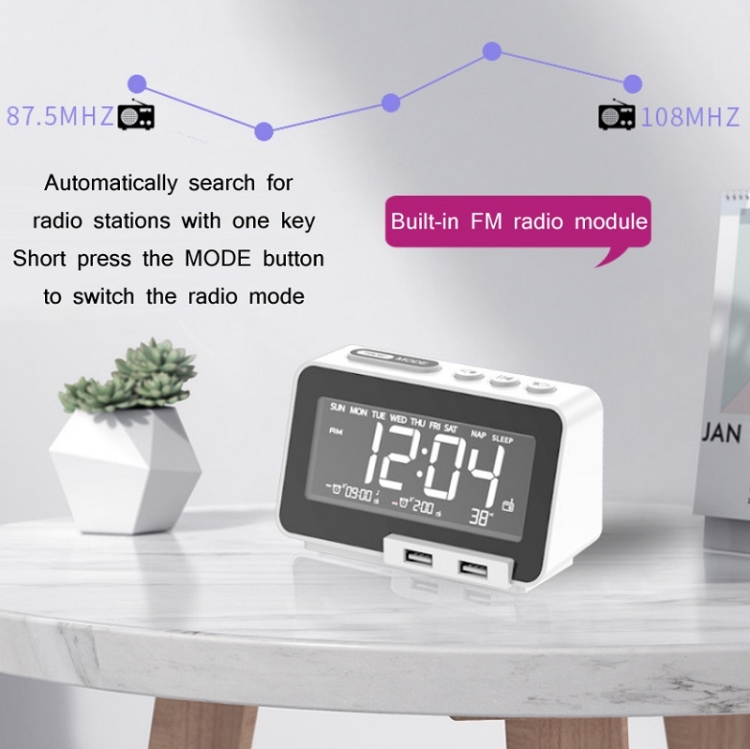K5 Wireless Bluetooth Speaker Desktop Alarm Clock Radio, Specification: US Plug(White) K5 Wireless Bluetooth Speaker Desktop Alarm Clock Radio, Specification: US Plug(White)