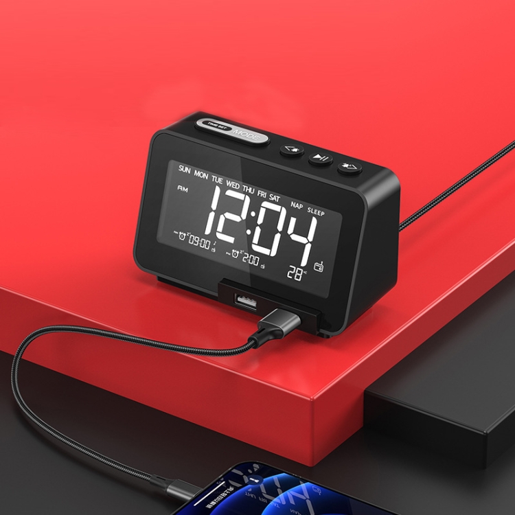 K5 Wireless Bluetooth Speaker Desktop Alarm Clock Radio, Specification: EU Plug(Black) K5 Wireless Bluetooth Speaker Desktop Alarm Clock Radio, Specification: EU Plug(Black)