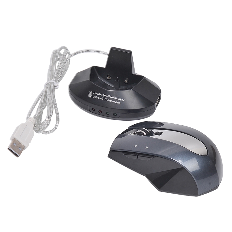 M-011G 2.4GHz 6 llaves de carga inalámbrica Mouse Office Game Mouse (Negro + Royal Blue) - B2