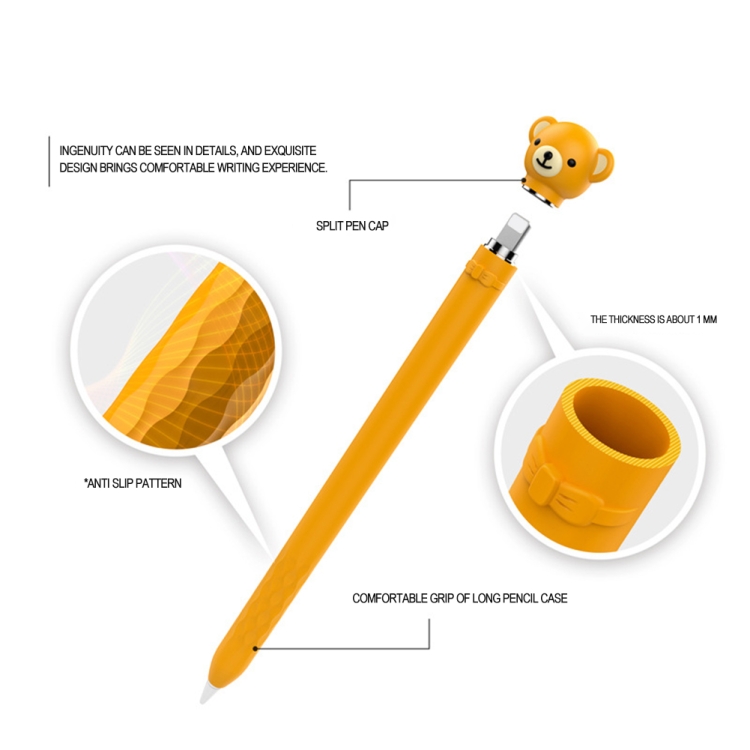 Cubierta protectora antideslizante y anti-gota de pluma de silicona de dibujos animados para lápiz de manzana 1 (conejo) - B3