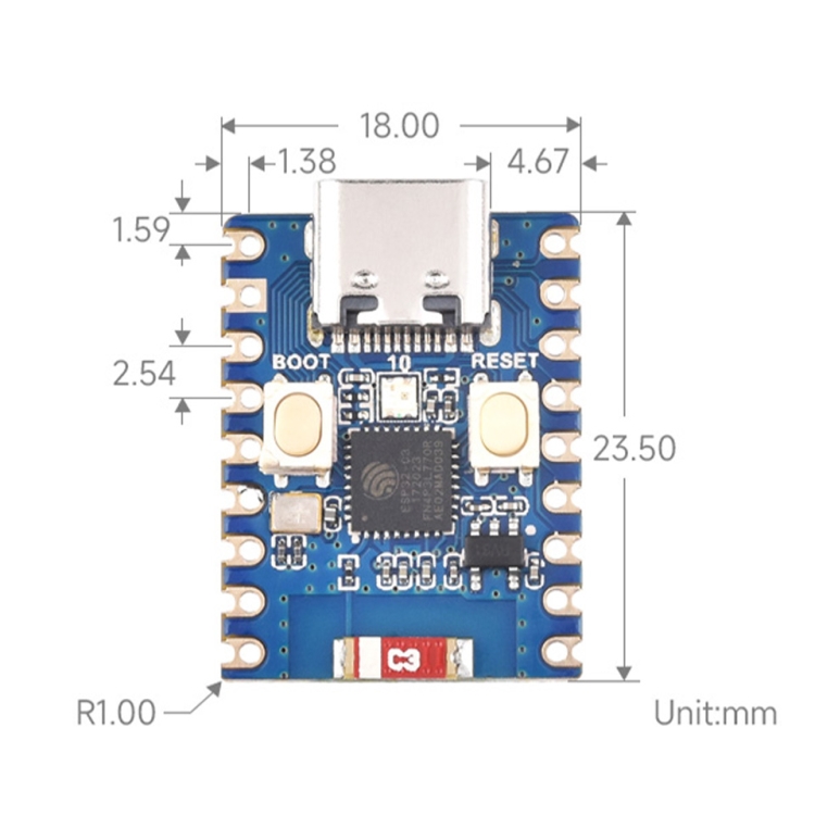 2 stuks ESP32-C3 ontwikkelingsbord ESP32 SuperMini WiFi Bluetooth