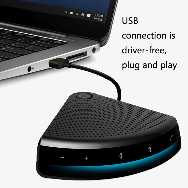 M260 Pickup de 360 ​​grados Voz Llamada USB Bluetooth Video Conferencia Micrófono webcast (negro sin grabación) - B5