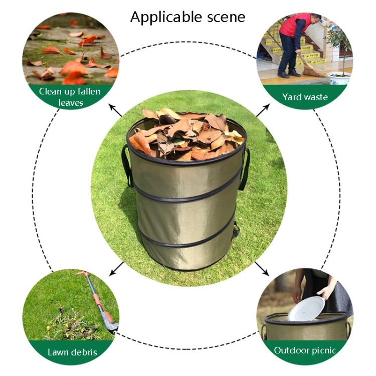 Pop-Up Outdoor Trash Can Lawn Garden Portable Leaves Garbage