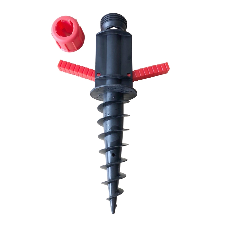 32mm Pipe Diameter Outdoor Beach Sun Umbrella Accessories Large Plastic  Portable Spiral Ground Plug(Red Black)