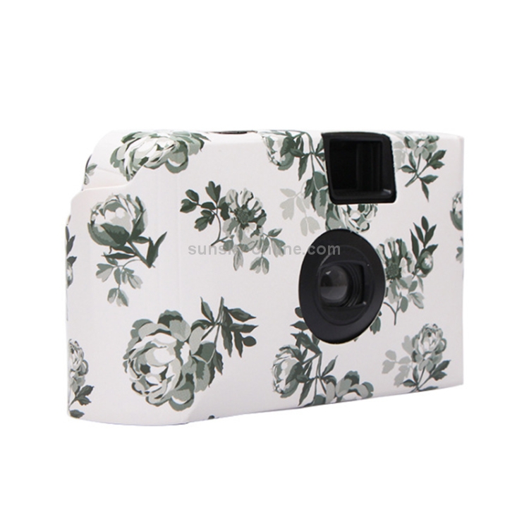 Mini cámara de apuntar y disparar con película desechable, Linda peonía Retro, con 17 hojas de película - 2