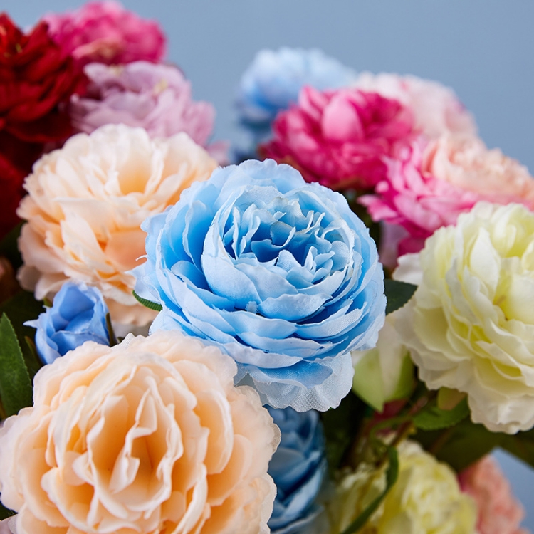 10 PCS JC0055 Continental Core Flower Beam Simulation Flower Home  Artificial Silk Flower (Peony Dark Red)