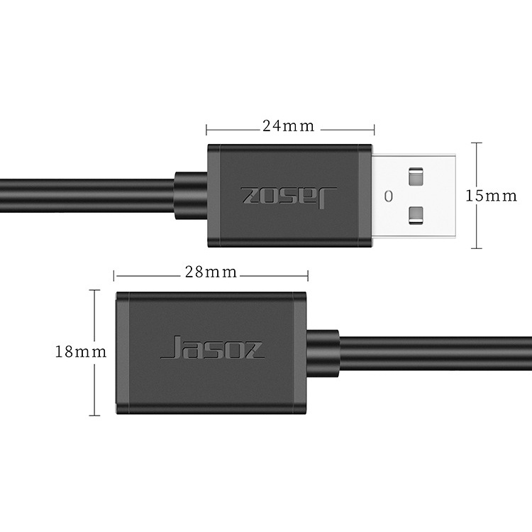 Cable USB con interruptor macho-hembra 0.30 M Negro