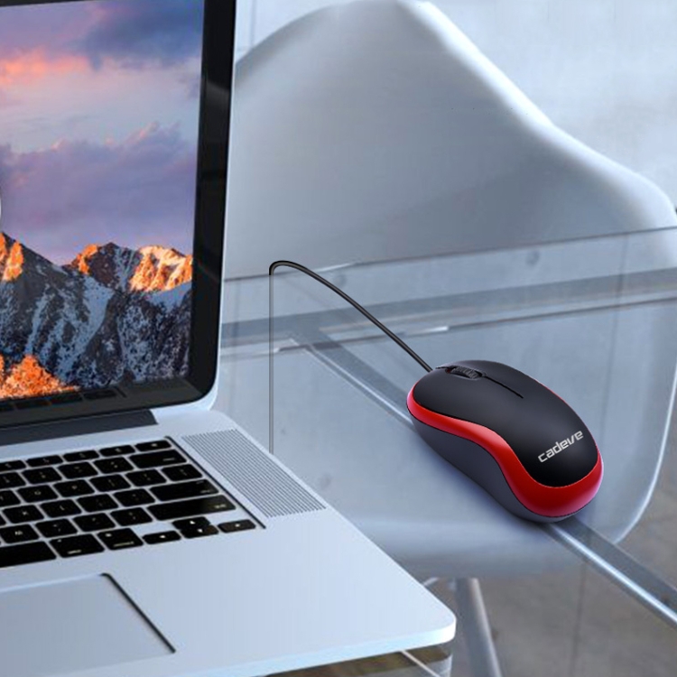3 PCS Cadeve M220 3 Keys USB Wired Fashion Portable Mouse(Black Red) - B5