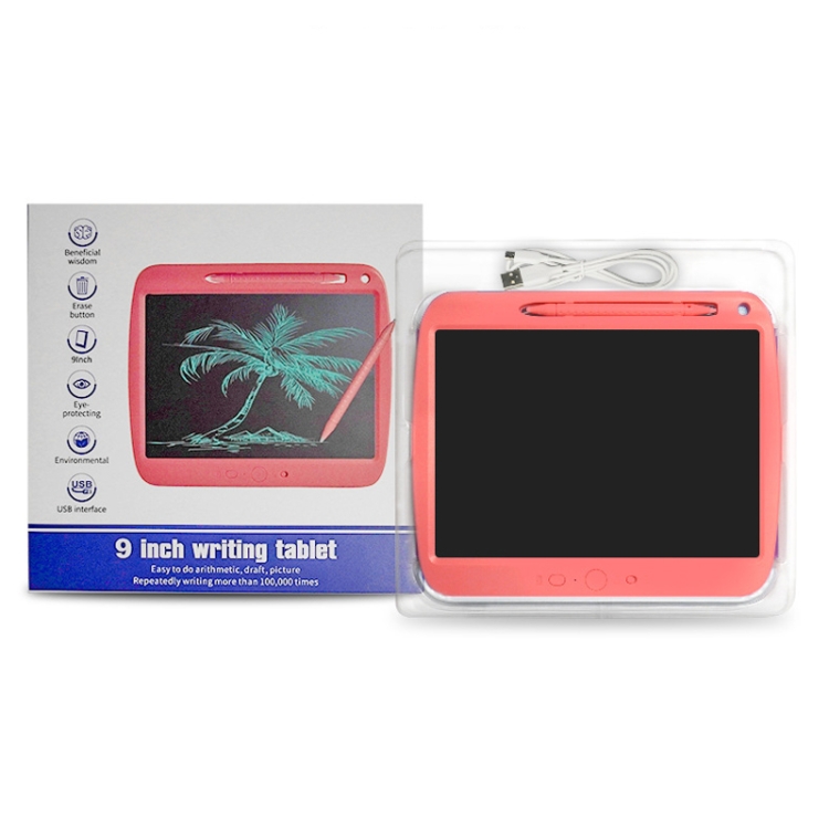 Panel de escritura de copia LCD de carga de 9 pulgadas Tablero de escritura electrónico transparente, especificación: líneas monocromáticas (rosa) - B8