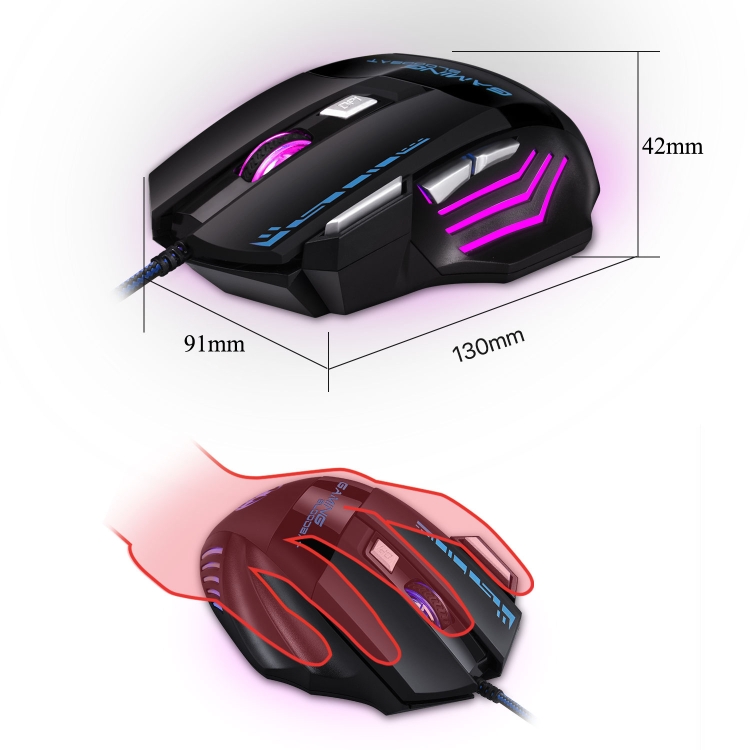 Gaming Bloodbat GM02 7 Teclas USB Wired Optoelectronics Game Mouse Digital Respiratory Lights Mouse - 2