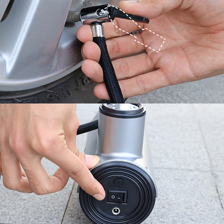 Auto Aufblasbare Pumpe Tragbare Kleine Automotive Reifen Raffiner Pumpe,  Stil: Kabelzeiger mit Lampe