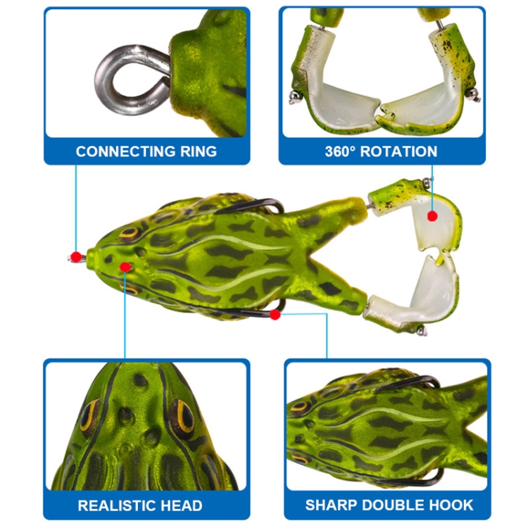 Appât bionique de pêche en plein air de grenouille de tonnerre de 2 pièces  rotatives