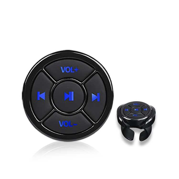 Car Mobile Phone Remote Control Bluetooth Wireless Multimedia Button Remote Control Music Playback Selfie, Colour: Black With Buckle - 1