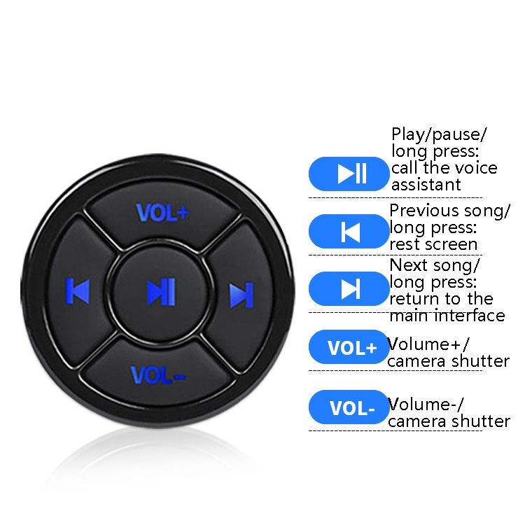 Car Mobile Phone Remote Control Bluetooth Wireless Multimedia Button Remote Control Music Playback Selfie, Colour: Black With Buckle - B1