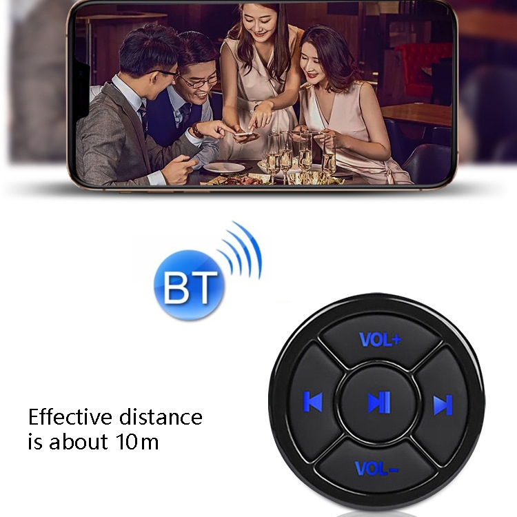 Car Mobile Phone Remote Control Bluetooth Wireless Multimedia Button Remote Control Music Playback Selfie, Colour: Black With Buckle - B3