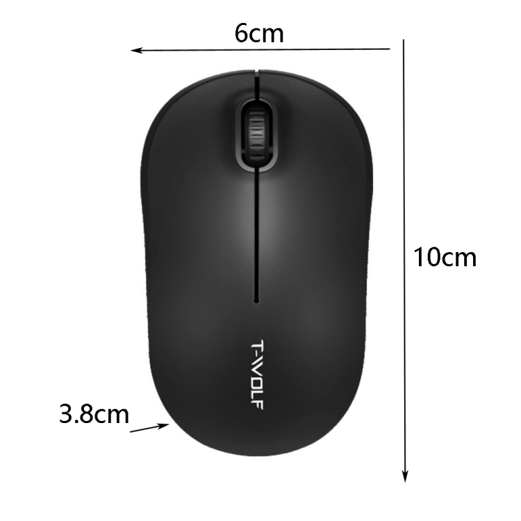 T-Wolf Q4 3 Keys 2.4GHz Ratón inalámbrico Desktop Computer Portátil Mouse (negro) - B1