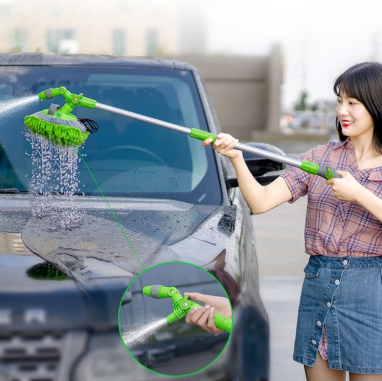 Soft Long-Handled Mop For Car Washing + Telescopic Hose Set, Style： Only Mop - B5